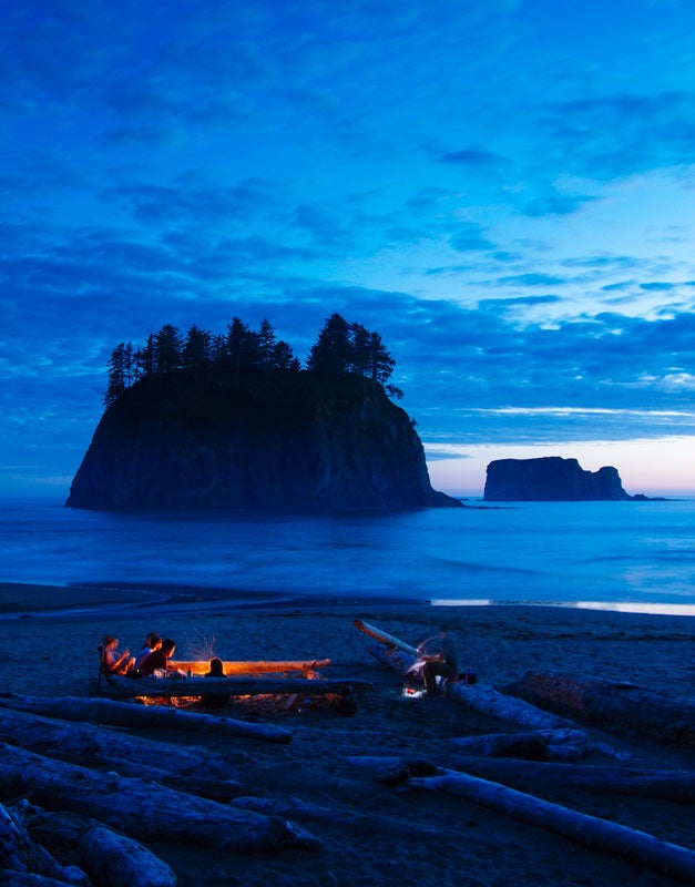 OL-Second-Beach-Campfire-night_JBailie_800 A campfire beside a seastack on Second Beach. Photo by Justin Bailie