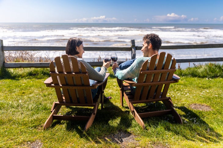 Cliffside Adirondack chairs overlooking Kalaloch Beach