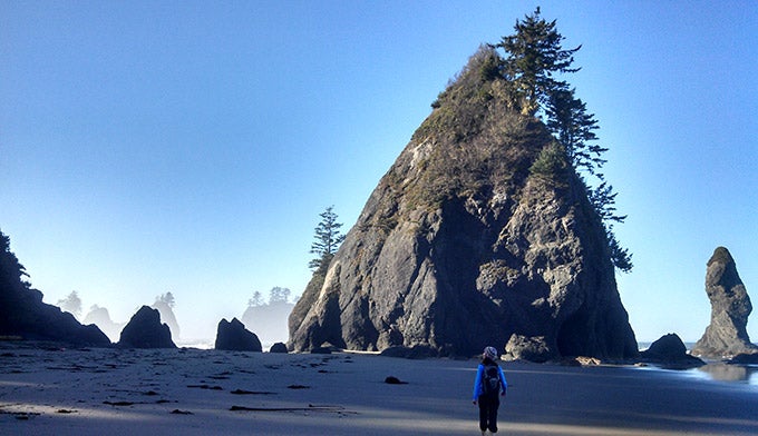 Shi-Shi-Beach-Hiker-3_DKrause_680 Hiker on Shi Shi Beach