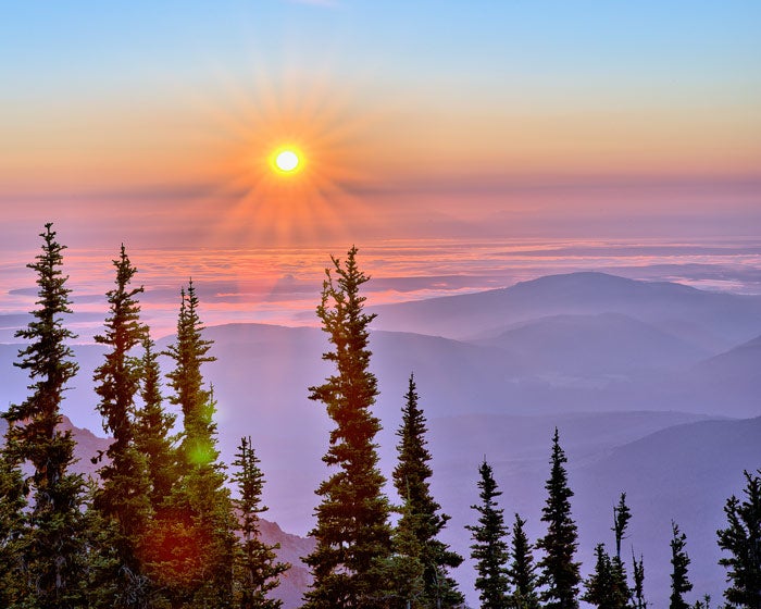OL-BlueMountain-sunrise_TamBrianTomcik_700 Sun rising over the mountain mist in Olympic National Park