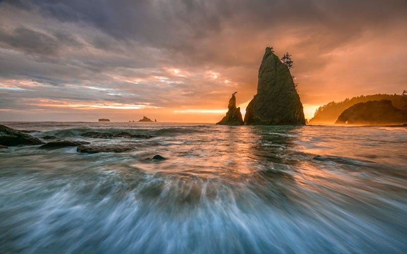 OL-RialtoBeach-sunset_TamMarkWolsky_800 Sunset at Rialto Beach at high tide