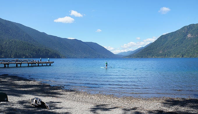 OL-Paddleboarding-LakeCrescentLodge_Gloria_680 Paddleboarding at Lake Crescent Lodge. Photo by Gloria Wadzinski