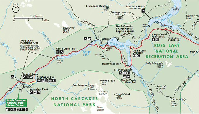 NorthCascades-RossLake-map_NPS Map of Ross Lake National Recreation Area at North Cascades National Park