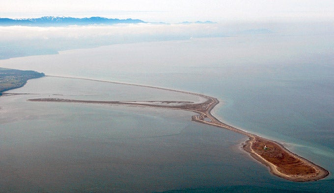 Dungeness-Spit_WikiNatBocking_680 Aerial view of the Dungeness Spit in Washington.